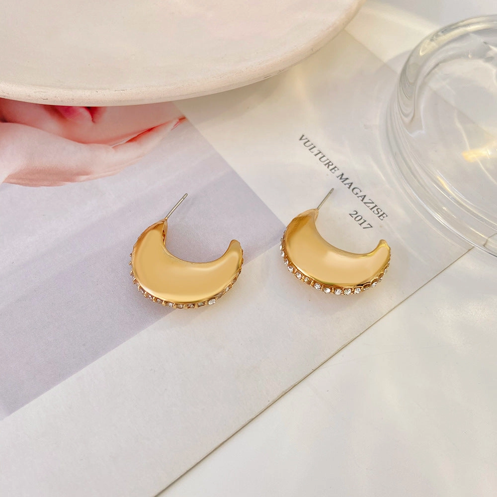 Wholesale Diamond Moon Geometric Alloy Earrings