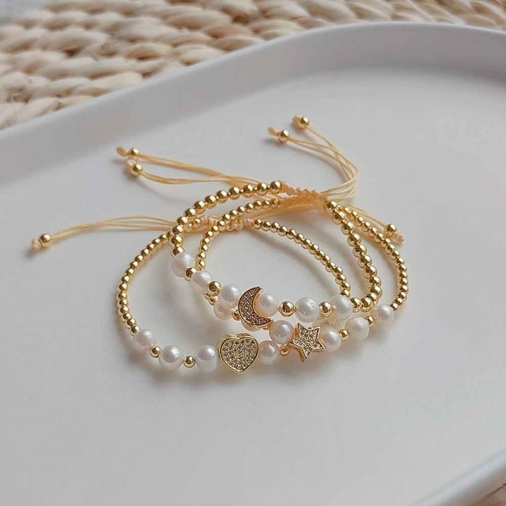 Wholesale Diamond Moon Pearl Bracelet