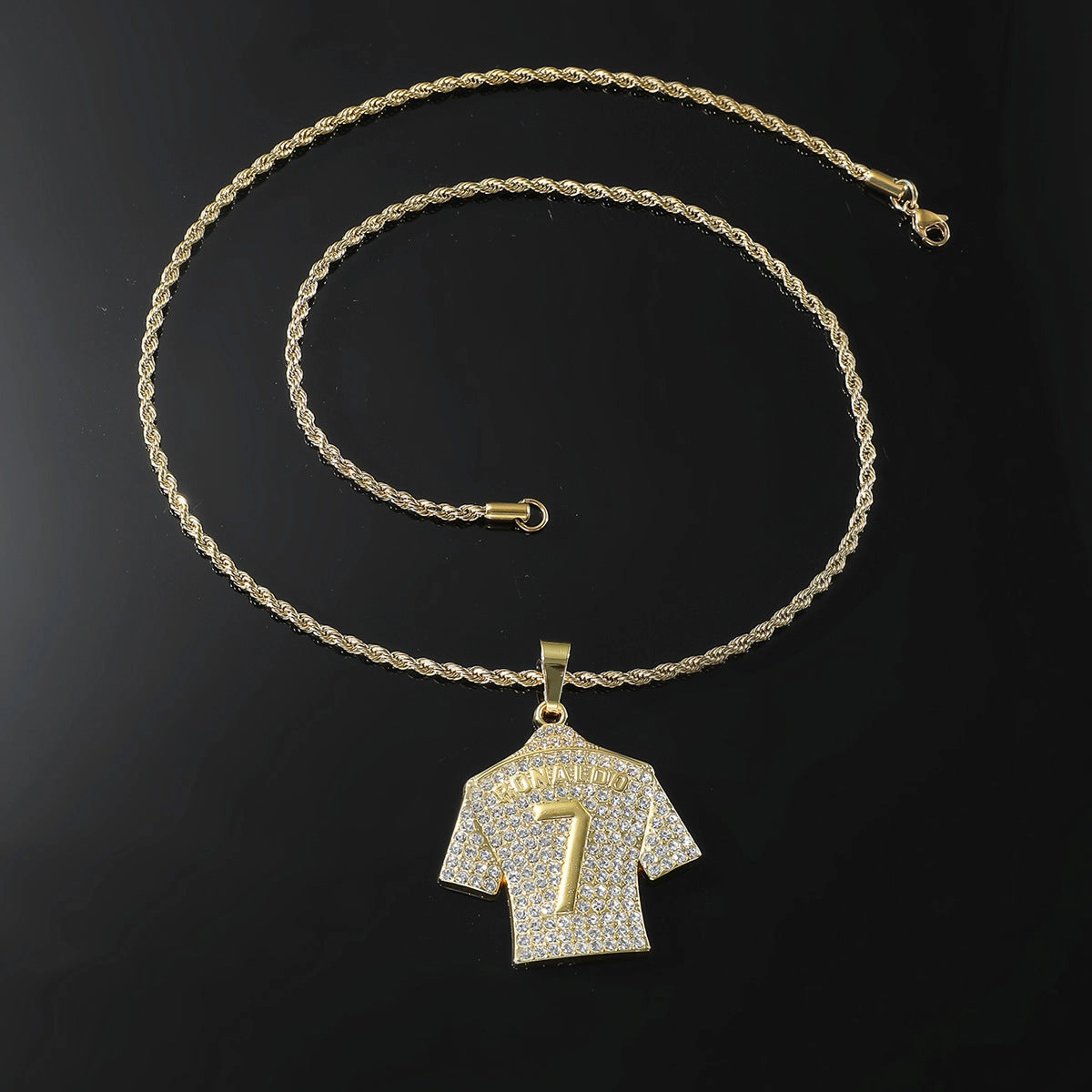 Wholesale Diamond Number 7 Jersey Pendant Three-dimensional Men's Necklace