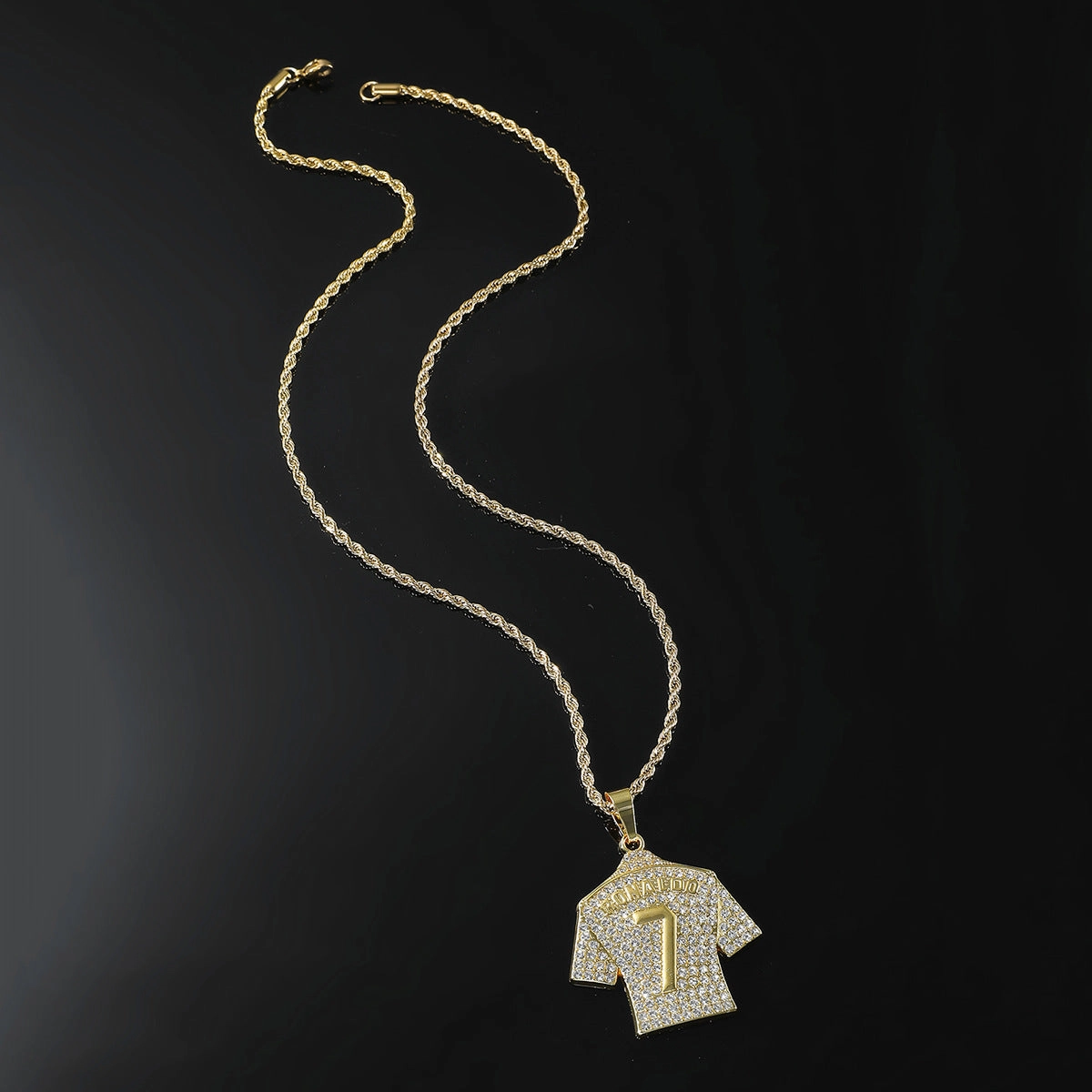 Wholesale Diamond Number 7 Jersey Pendant Three-dimensional Men's Necklace
