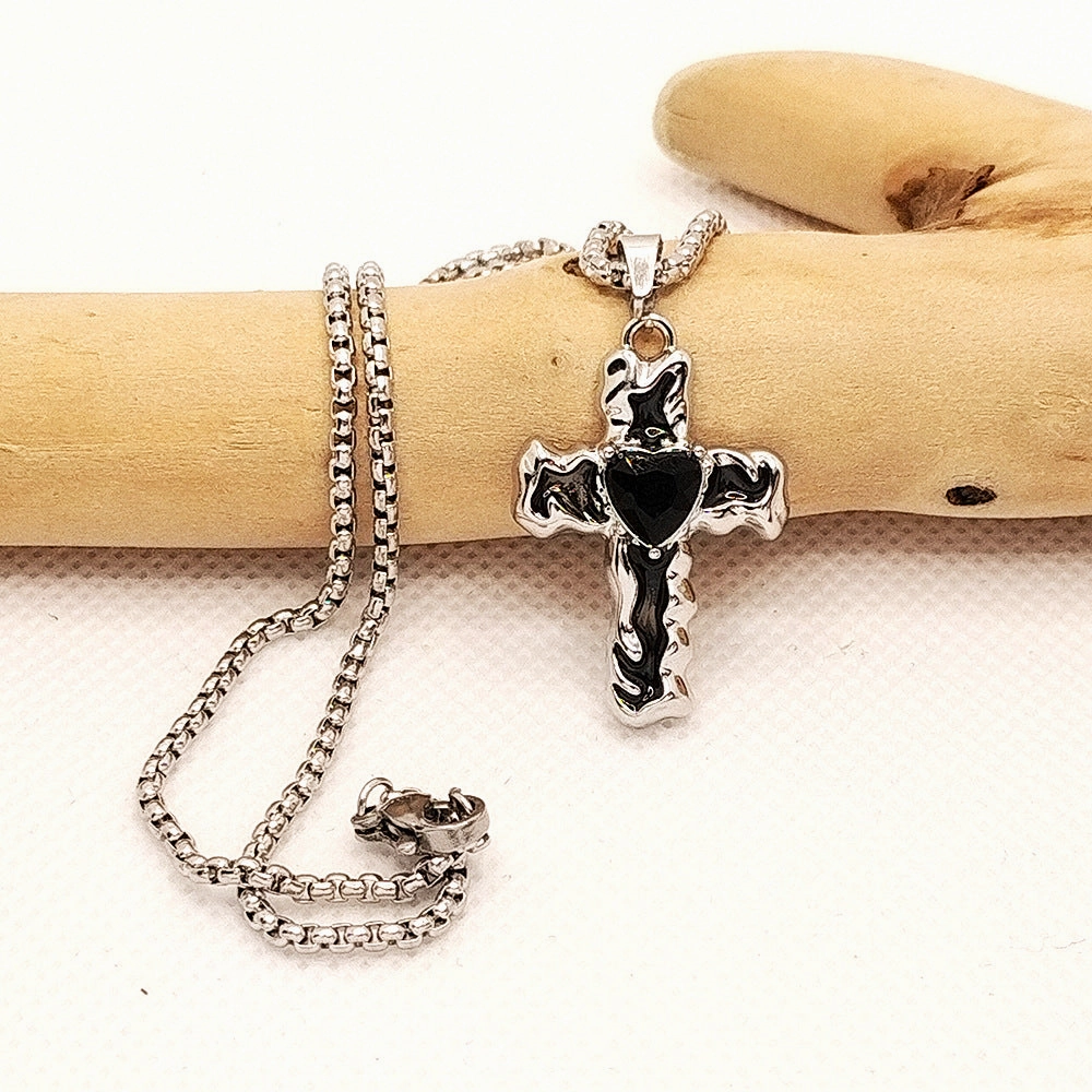 Wholesale Diamond Oil Dripping Cross Necklace