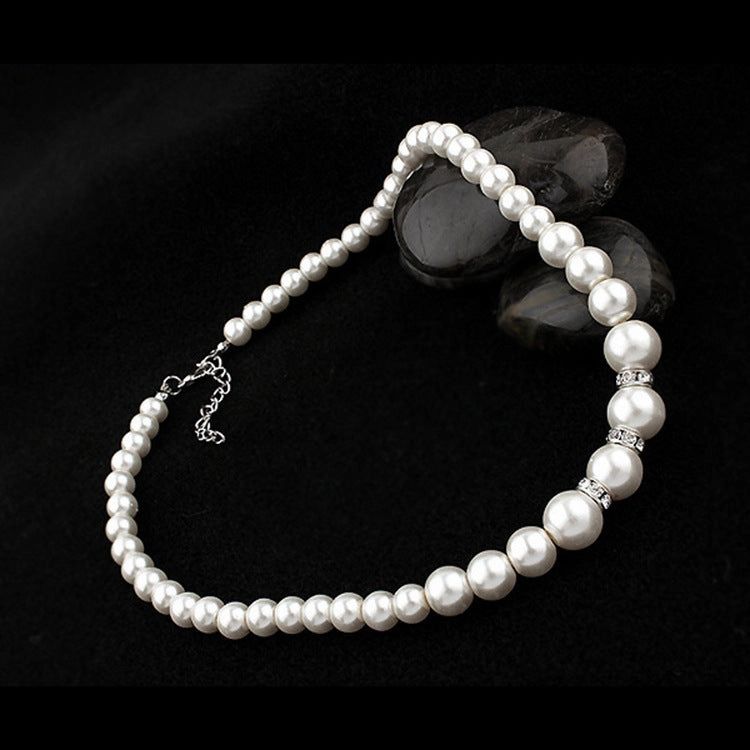 Wholesale Diamond Pearl Necklace Earrings Bracelet Three-Piece Set