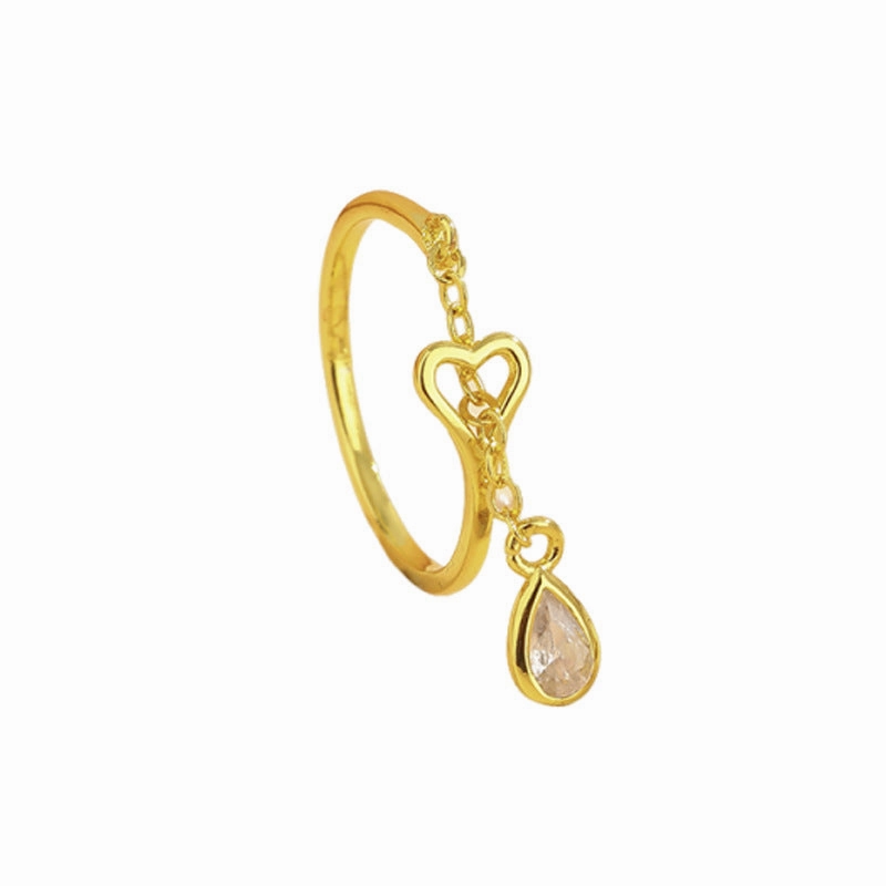 Wholesale Diamond Plated 18k Gold Chain Small Love Water Drop Copper Ring