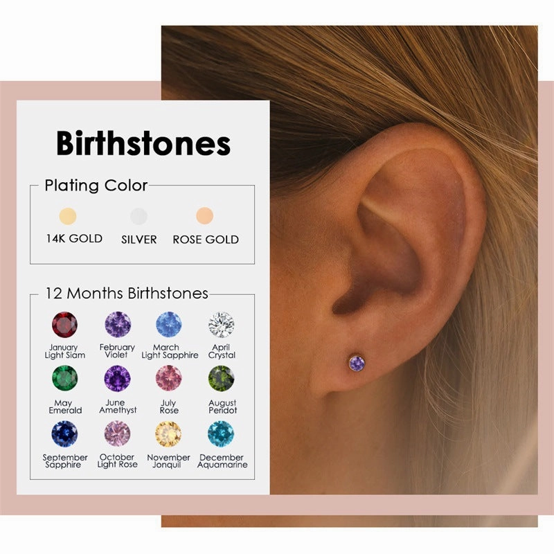 Wholesale Diamond Set Colored Rhinestone Stainless Steel Earbones Earrings