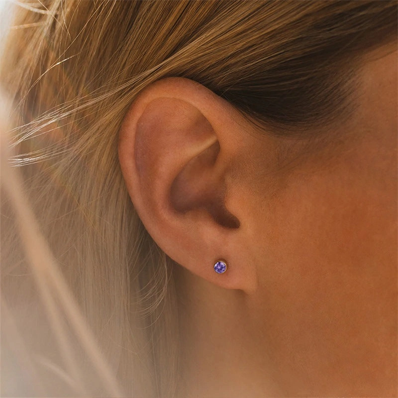 Wholesale Diamond Set Colored Rhinestone Stainless Steel Earbones Earrings