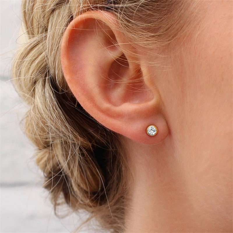 Wholesale Diamond Set Colored Rhinestone Stainless Steel Earbones Earrings