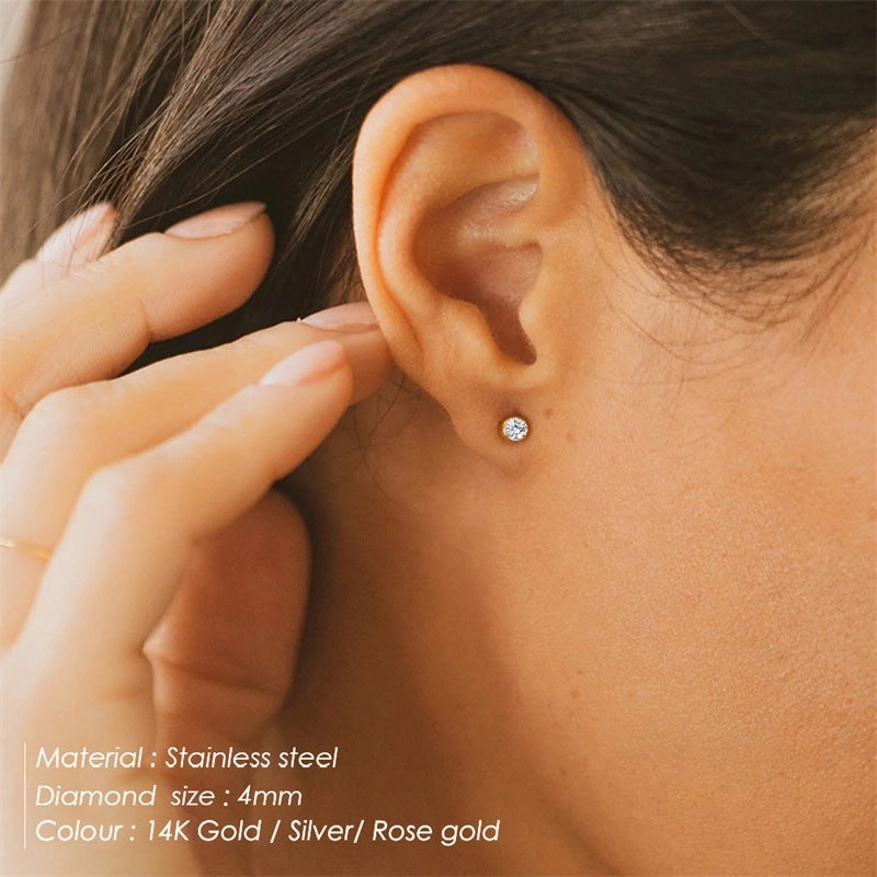 Wholesale Diamond Set Colored Rhinestone Stainless Steel Earbones Earrings