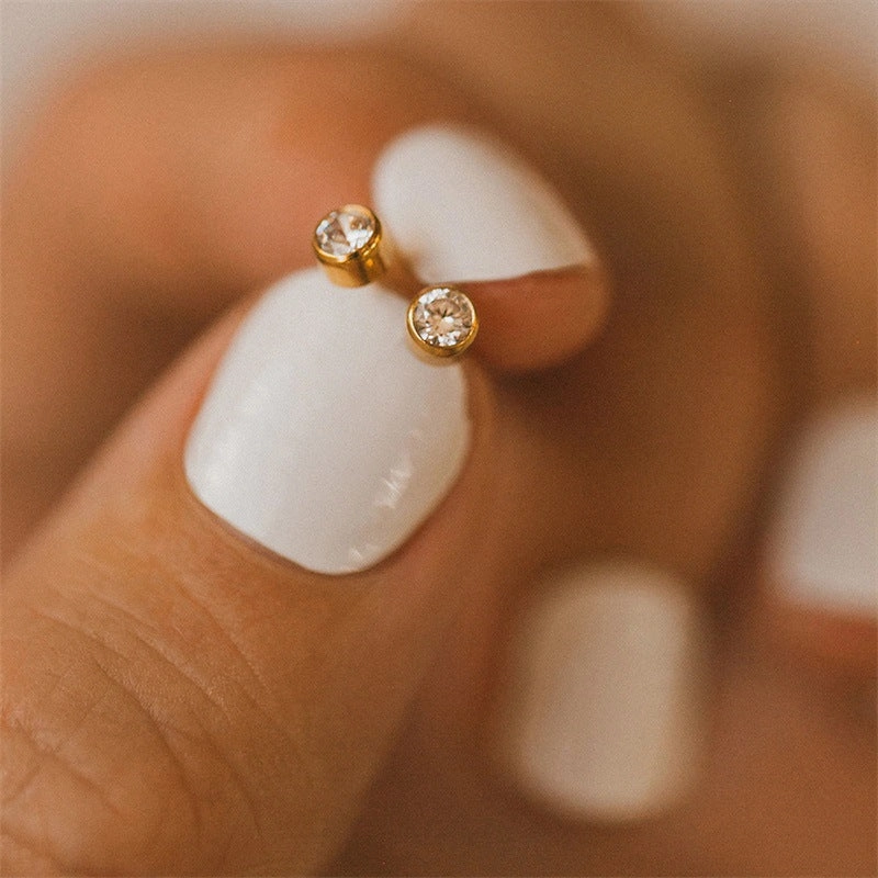 Wholesale Diamond Set Colored Rhinestone Stainless Steel Earbones Earrings