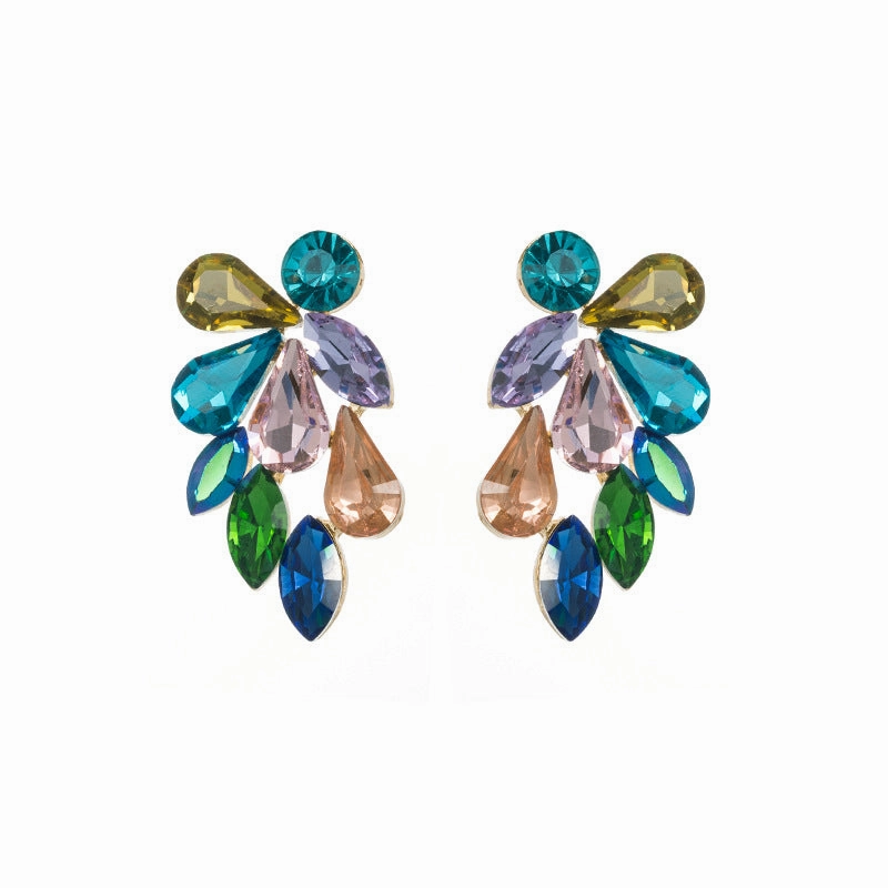 Wholesale Diamond Set Glass Diamond Alloy Earrings