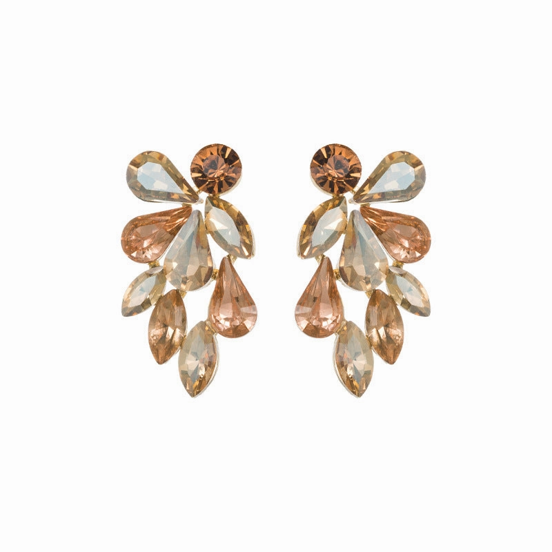 Wholesale Diamond Set Glass Diamond Alloy Earrings