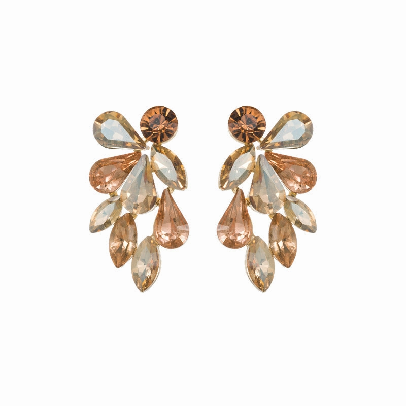 Wholesale Diamond Set Glass Diamond Alloy Earrings