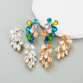 Wholesale Diamond Set Glass Diamond Alloy Earrings
