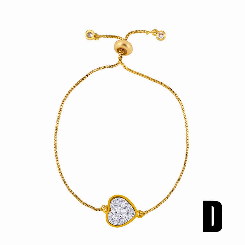 Wholesale Diamond Sparkling Colored Zircon Heart Cross Crown Copper Bracelet