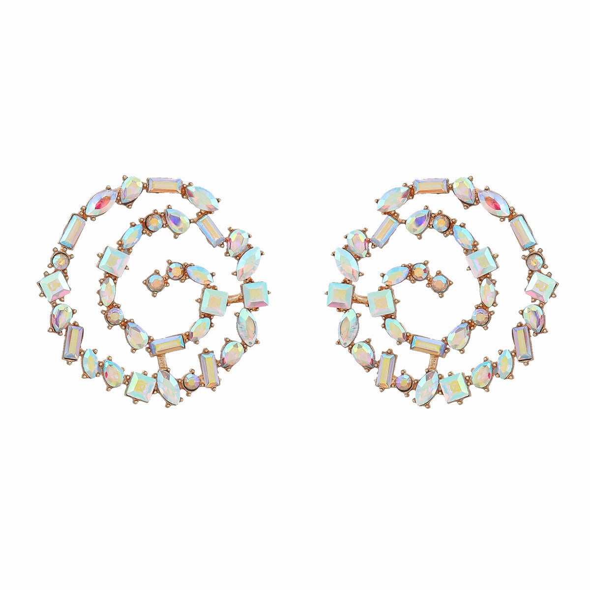 Wholesale Diamond Spiral Alloy Earrings