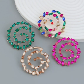 Wholesale Diamond Spiral Alloy Earrings