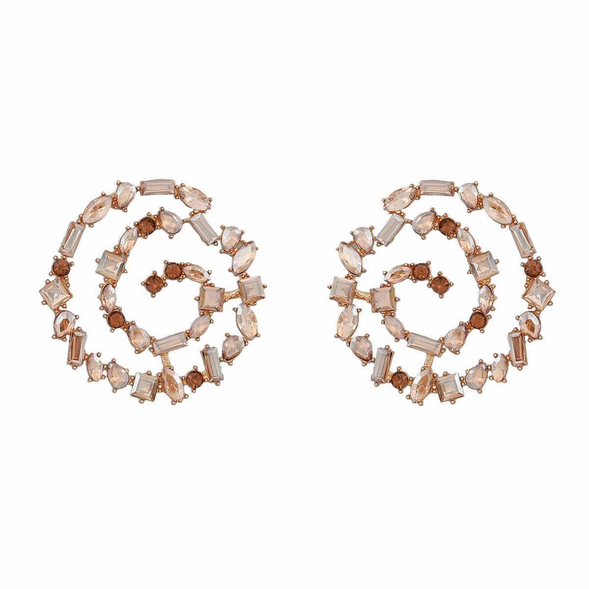 Wholesale Diamond Spiral Alloy Earrings