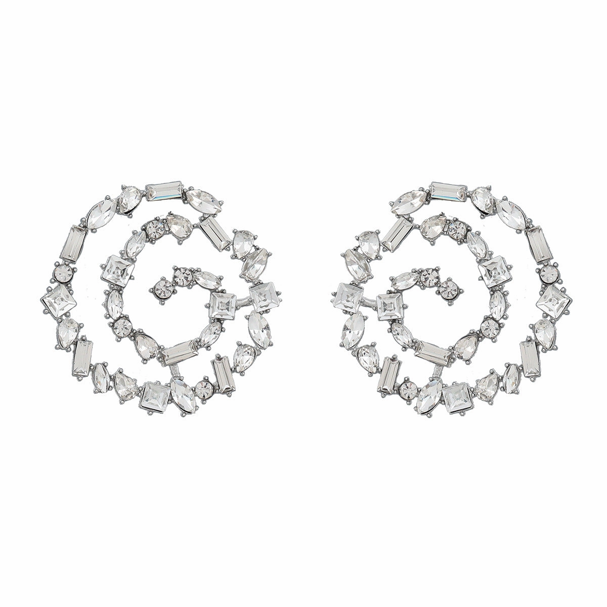 Wholesale Diamond Spiral Alloy Earrings