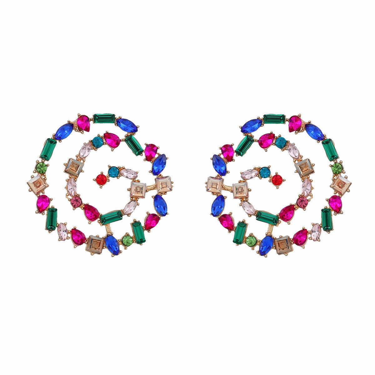 Wholesale Diamond Spiral Alloy Earrings