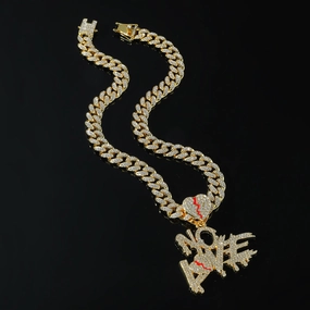 Wholesale Diamond-stitched Letter Love Pendant Men's Clavicle Chain