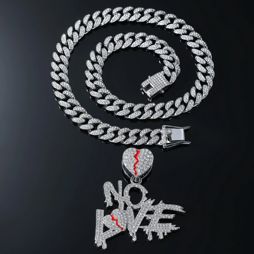 Wholesale Diamond-stitched Letter Love Pendant Men's Clavicle Chain