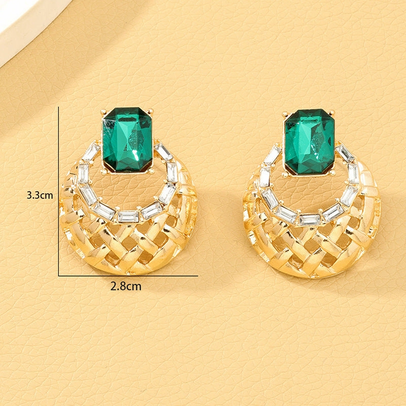 Wholesale Diamond Stud Hollow Alloy Earrings