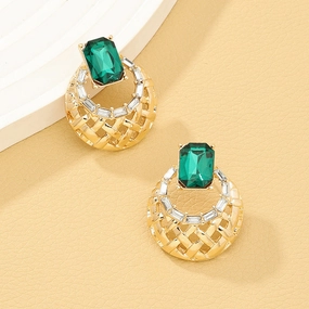 Wholesale Diamond Stud Hollow Alloy Earrings
