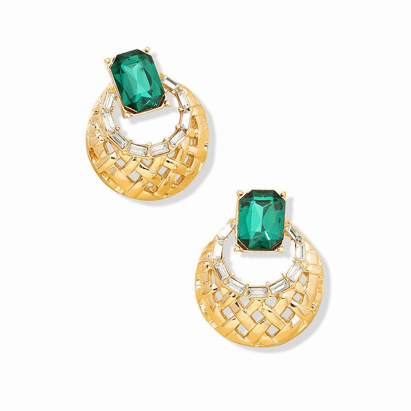 Wholesale Diamond Stud Hollow Alloy Earrings