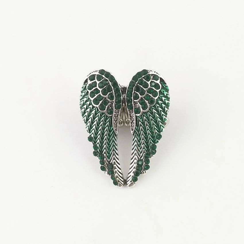 Wholesale Diamond-studded 3D Angel Wings Adjustable Vintage Ring