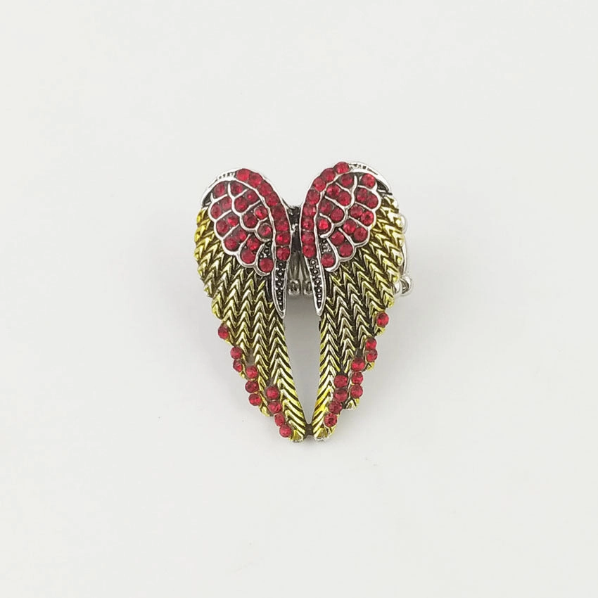 Wholesale Diamond-studded 3D Angel Wings Adjustable Vintage Ring