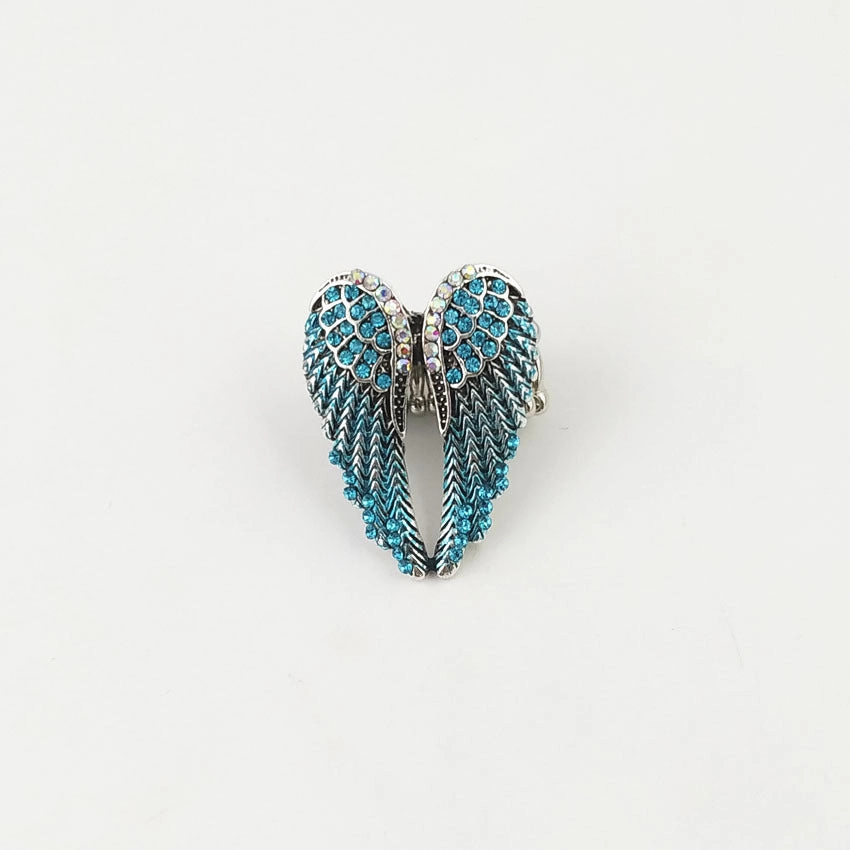 Wholesale Diamond-studded 3D Angel Wings Adjustable Vintage Ring
