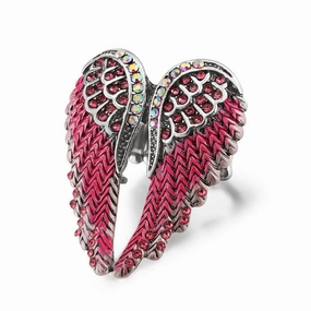 Wholesale Diamond-studded 3D Angel Wings Adjustable Vintage Ring