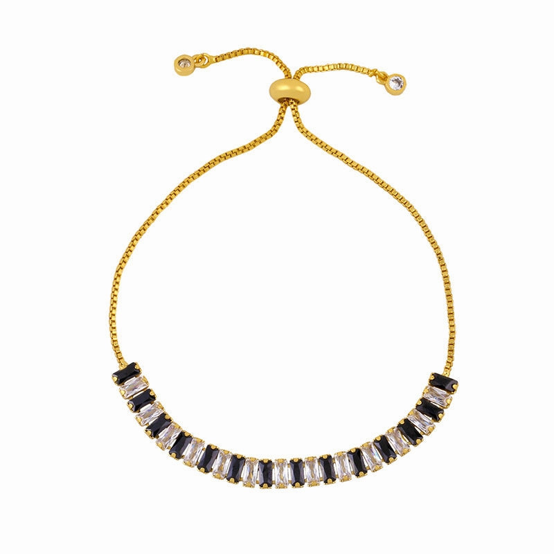 Wholesale Diamond-studded Copper Plated 18K Gold Bracelet Color Crystal Bracelet