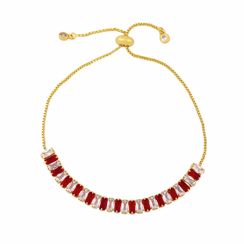 Wholesale Diamond-studded Copper Plated 18K Gold Bracelet Color Crystal Bracelet