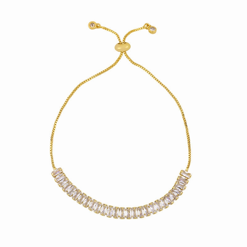 Wholesale Diamond-studded Copper Plated 18K Gold Bracelet Color Crystal Bracelet