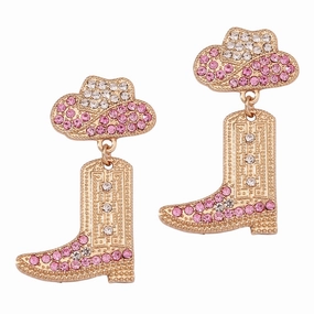 Wholesale Diamond Studded Denim Boots Zinc Alloy Earrings