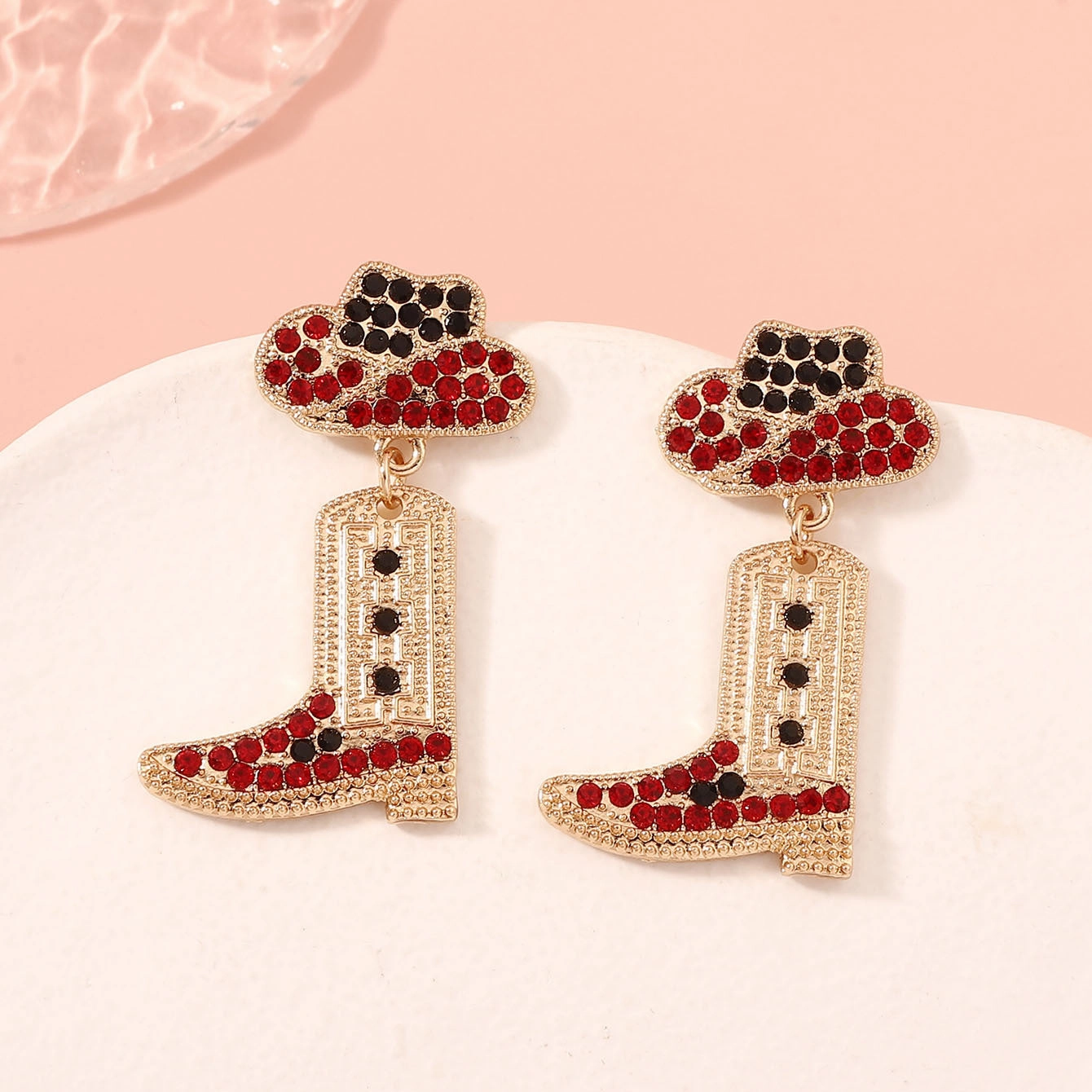 Wholesale Diamond Studded Denim Boots Zinc Alloy Earrings