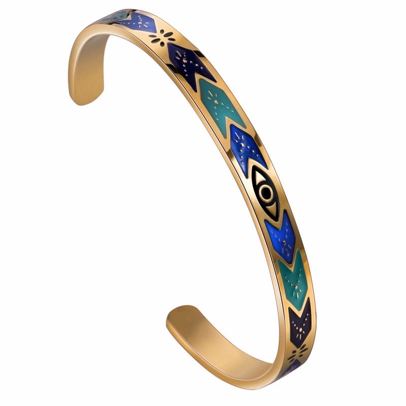 Wholesale Diamond Studded Stainless Steel Colored Zircon Eyes Titanium Steel Bracelet