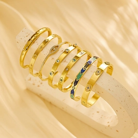 Wholesale Diamond Studded Stainless Steel Colored Zircon Eyes Titanium Steel Bracelet