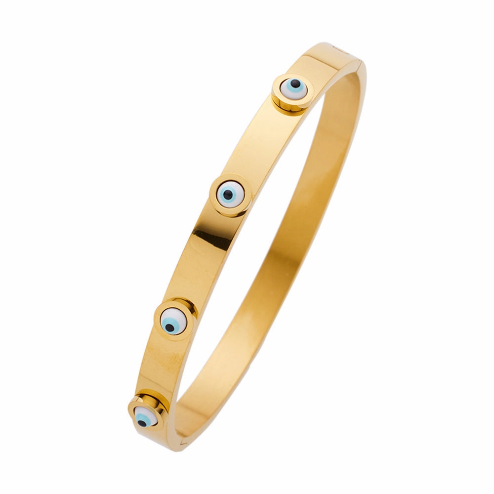 Wholesale Diamond Studded Stainless Steel Colored Zircon Eyes Titanium Steel Bracelet