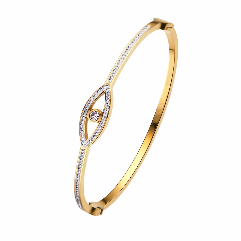 Wholesale Diamond Studded Stainless Steel Colored Zircon Eyes Titanium Steel Bracelet
