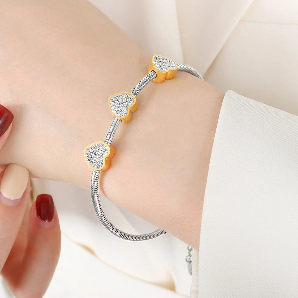 Wholesale Diamond Studded Titanium Steel Bracelet