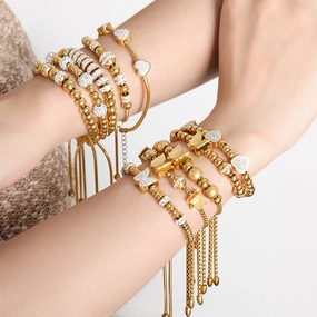 Wholesale Diamond Studded Titanium Steel Bracelet