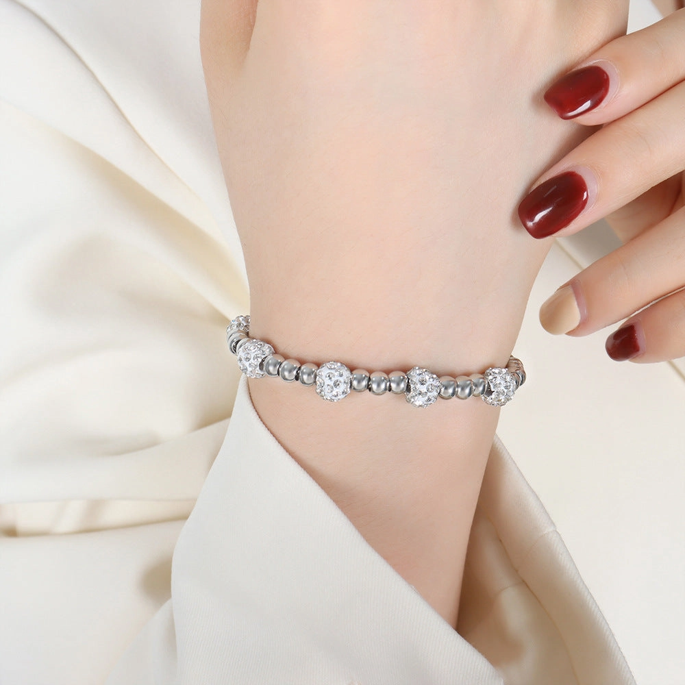 Wholesale Diamond Studded Titanium Steel Bracelet