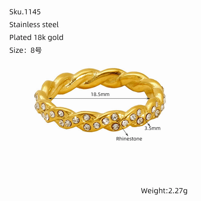 Wholesale Diamond twist ring for women geometric index finger ring internet celebrity ring