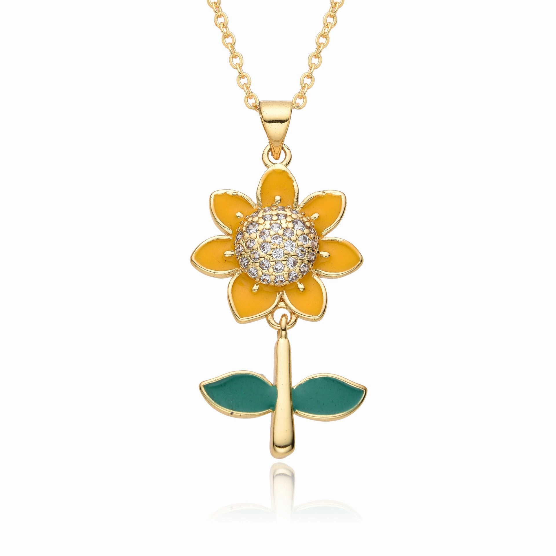 Wholesale Diamond Zircon Sunflower Flower Necklace