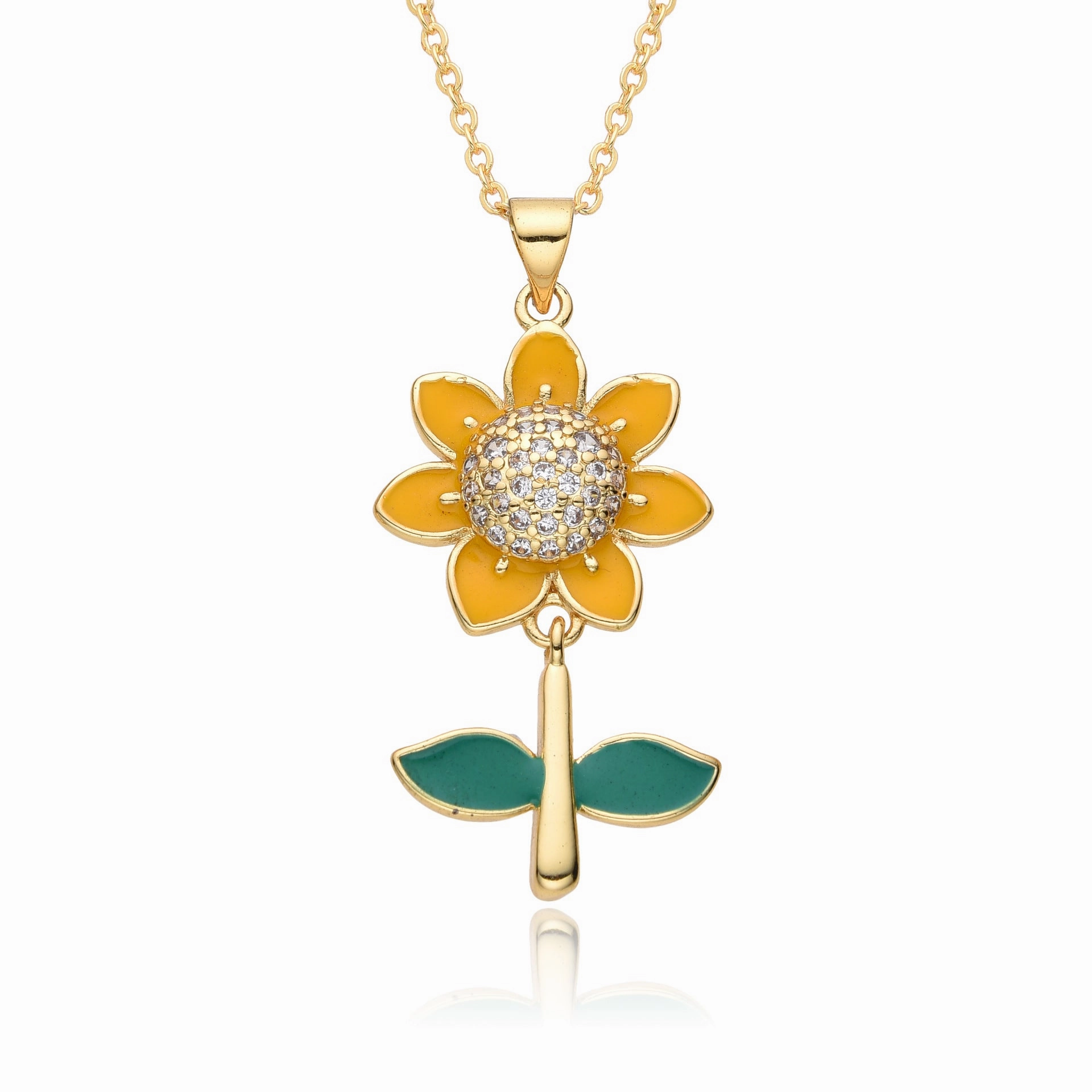 Wholesale Diamond Zircon Sunflower Flower Necklace