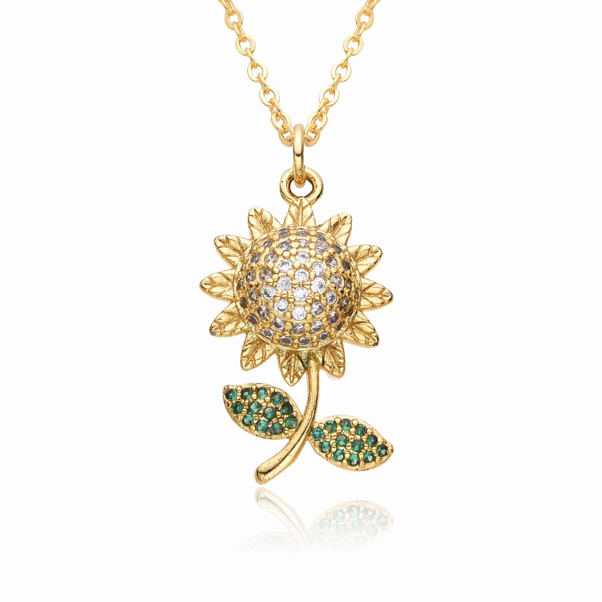Wholesale Diamond Zircon Sunflower Flower Necklace