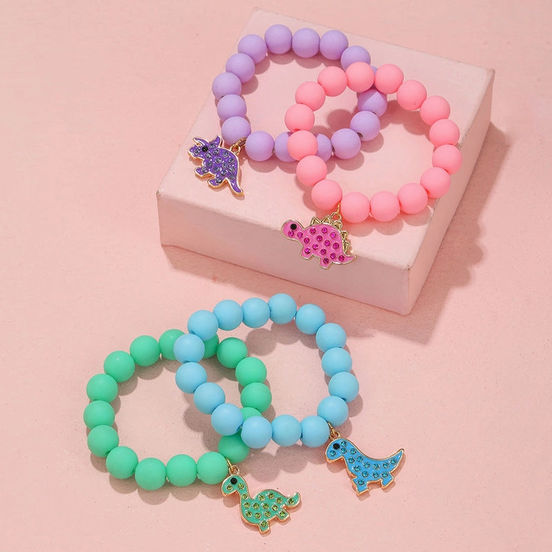 Wholesale Dinosaur Pendant Acrylic Beads Bracelet Set of 4