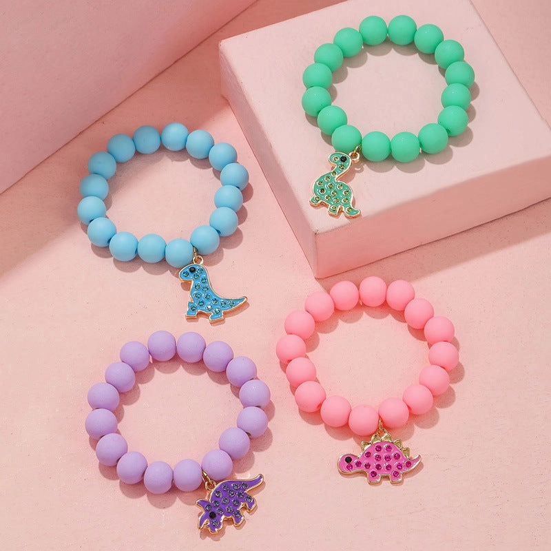 Wholesale Dinosaur Pendant Acrylic Beads Bracelet Set of 4