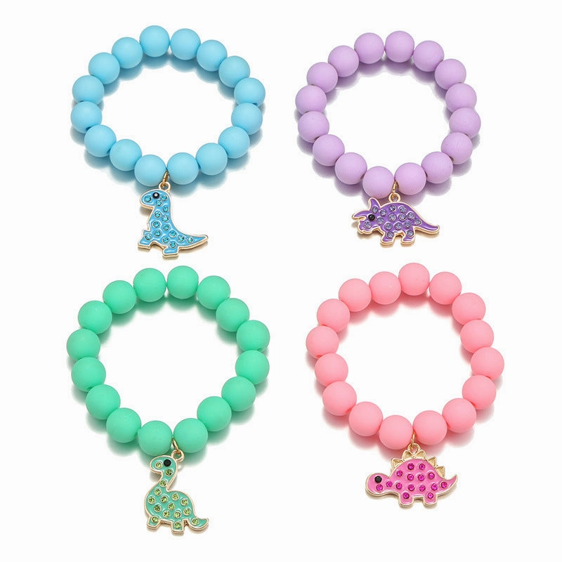Wholesale Dinosaur Pendant Acrylic Beads Bracelet Set of 4